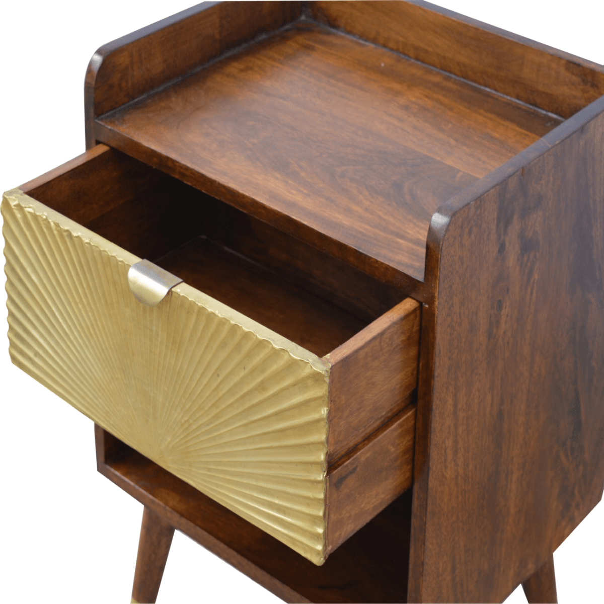 Artisan Furniture Solid Wood Manila Gold One Drawer Bedside | Luxury Home Accessories | Heulog Glow
