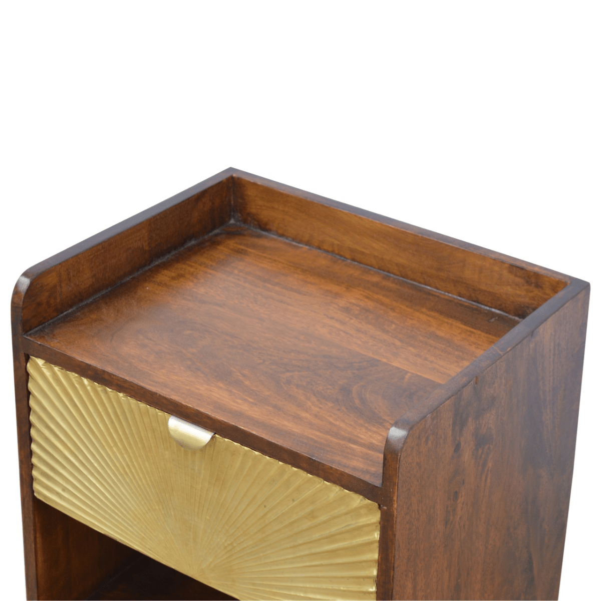 Artisan Furniture Solid Wood Manila Gold One Drawer Bedside | Luxury Home Accessories | Heulog Glow