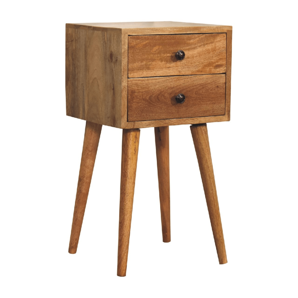 Artisan Furniture Solid Wood Mini 2 Drawer Oak-ish Bedside, Brown | Luxury Home Accessories | Heulog Glow