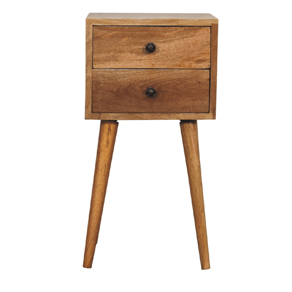 Artisan Furniture Solid Wood Mini 2 Drawer Oak-ish Bedside, Brown | Luxury Home Accessories | Heulog Glow