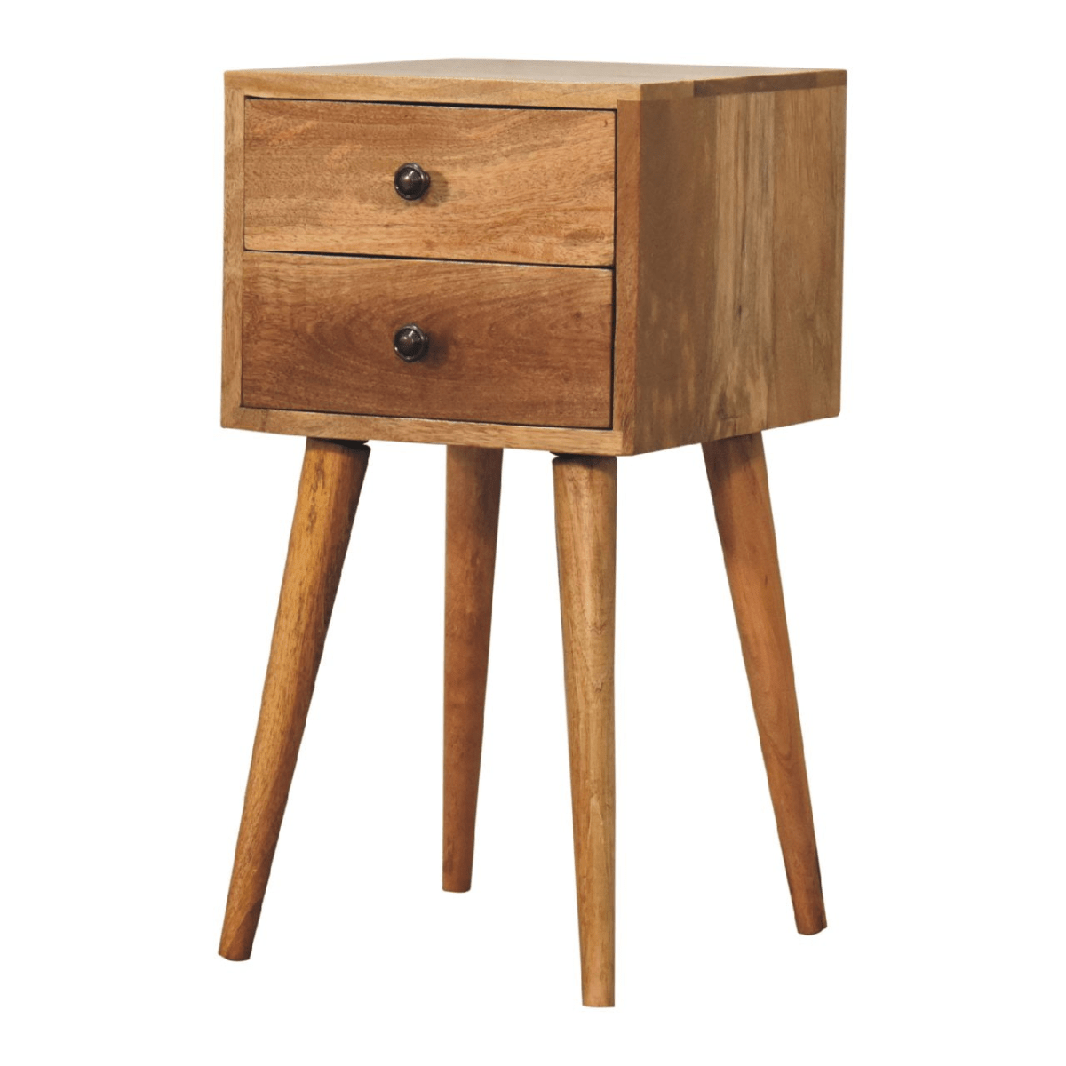 Artisan Furniture Solid Wood Mini 2 Drawer Oak-ish Bedside, Brown | Luxury Home Accessories | Heulog Glow