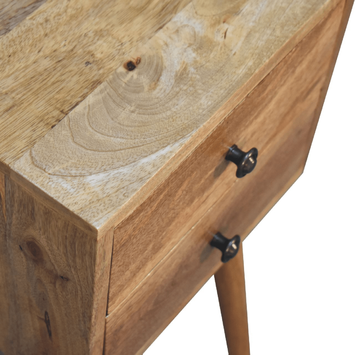 Artisan Furniture Solid Wood Mini 2 Drawer Oak-ish Bedside, Brown | Luxury Home Accessories | Heulog Glow
