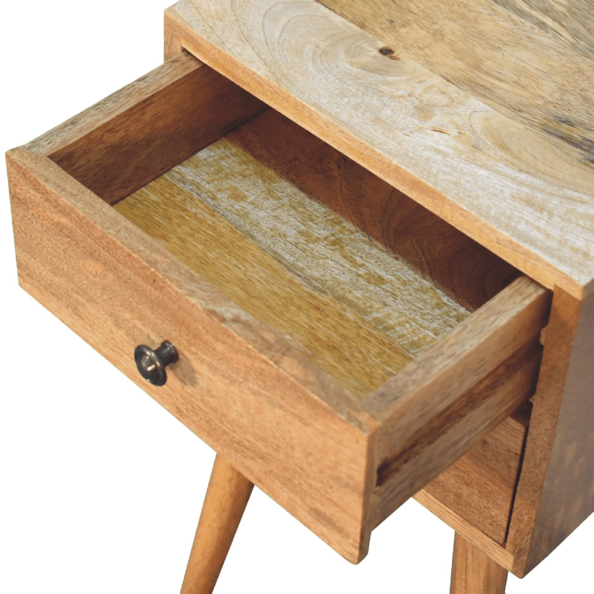 Artisan Furniture Solid Wood Mini 2 Drawer Oak-ish Bedside, Brown | Luxury Home Accessories | Heulog Glow