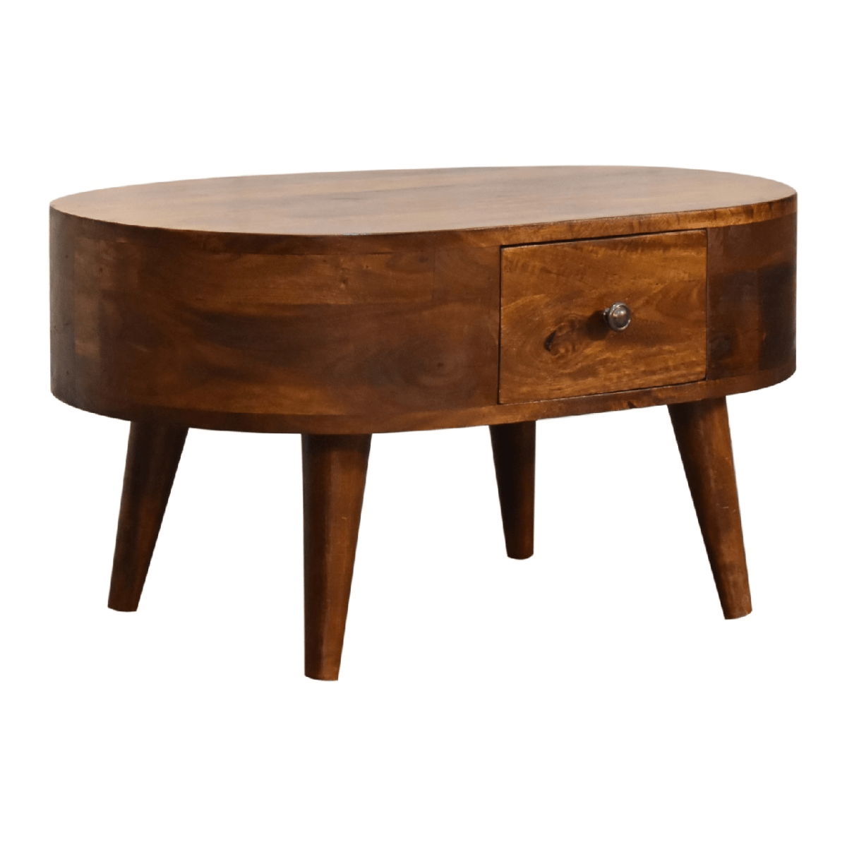 Artisan Furniture Solid Wood Mini Chestnut Rounded Coffee Table | Luxury Home Accessories | Heulog Glow