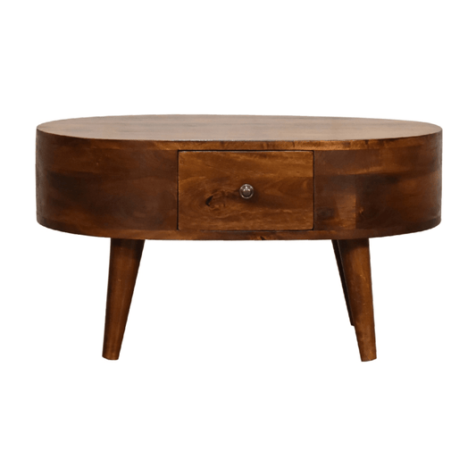 Artisan Furniture Solid Wood Mini Chestnut Rounded Coffee Table | Luxury Home Accessories | Heulog Glow