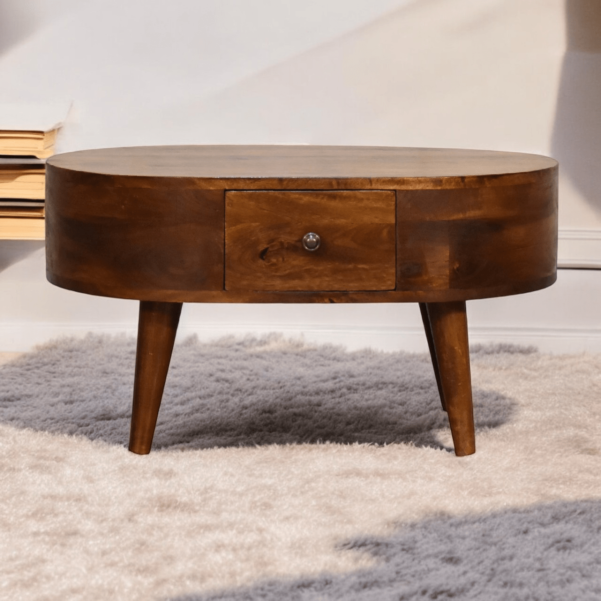 Artisan Furniture Solid Wood Mini Chestnut Rounded Coffee Table | Luxury Home Accessories | Heulog Glow