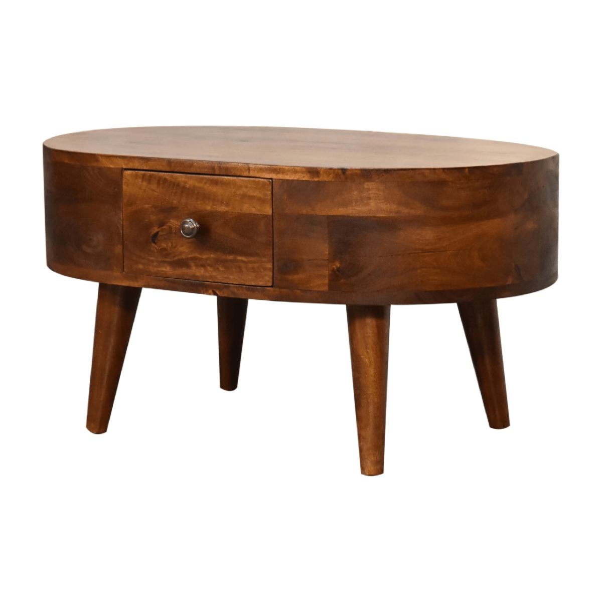 Artisan Furniture Solid Wood Mini Chestnut Rounded Coffee Table | Luxury Home Accessories | Heulog Glow