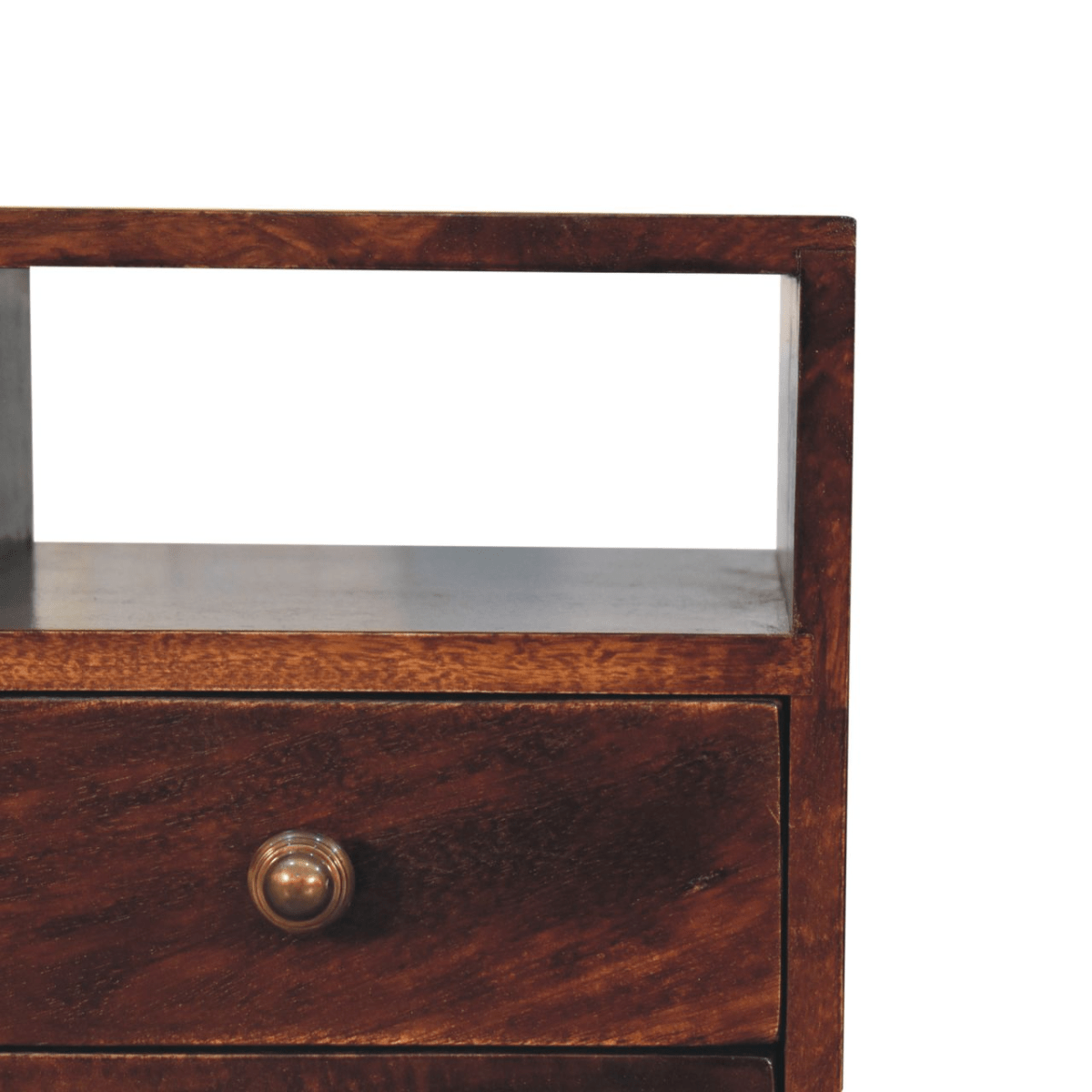 Artisan Furniture Solid Wood Mini Classic California Walnut Bedside, Brown, 2 Drawers and 1 Shelf | Luxury Home Accessories | Heulog Glow
