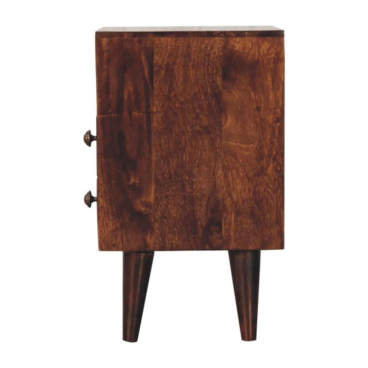 Artisan Furniture Solid Wood Mini Classic California Walnut Bedside, Brown, 2 Drawers and 1 Shelf | Luxury Home Accessories | Heulog Glow