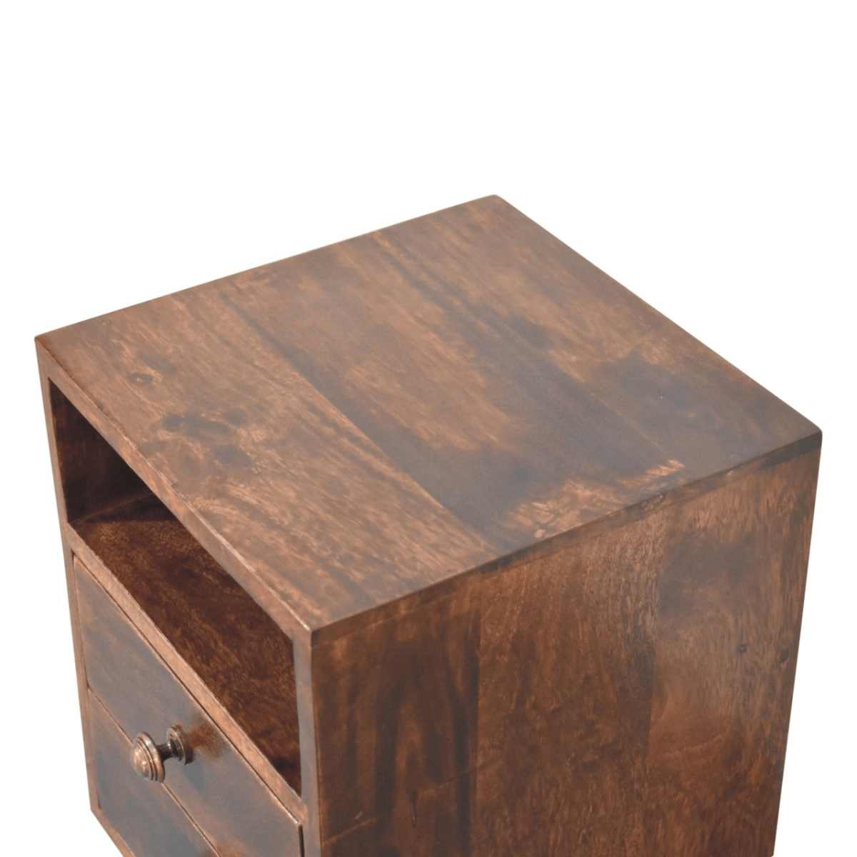 Artisan Furniture Solid Wood Mini Classic California Walnut Bedside, Brown, 2 Drawers and 1 Shelf | Luxury Home Accessories | Heulog Glow