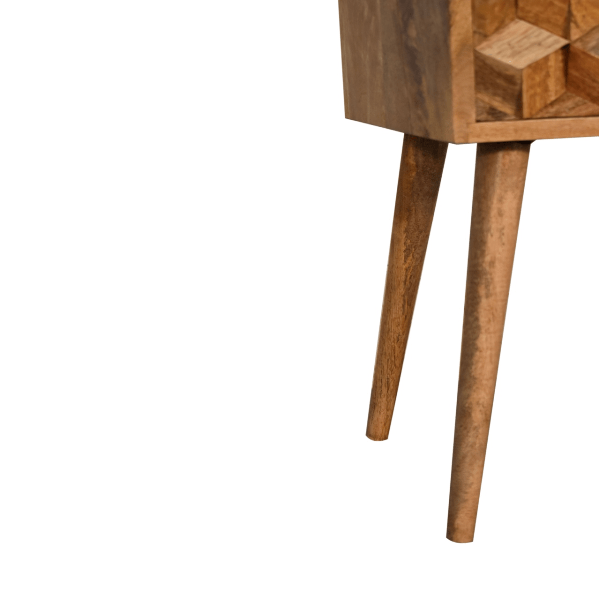 Artisan Furniture Solid Wood Mini Cube Carved 2 Drawer Bedside | Luxury Home Accessories | Heulog Glow