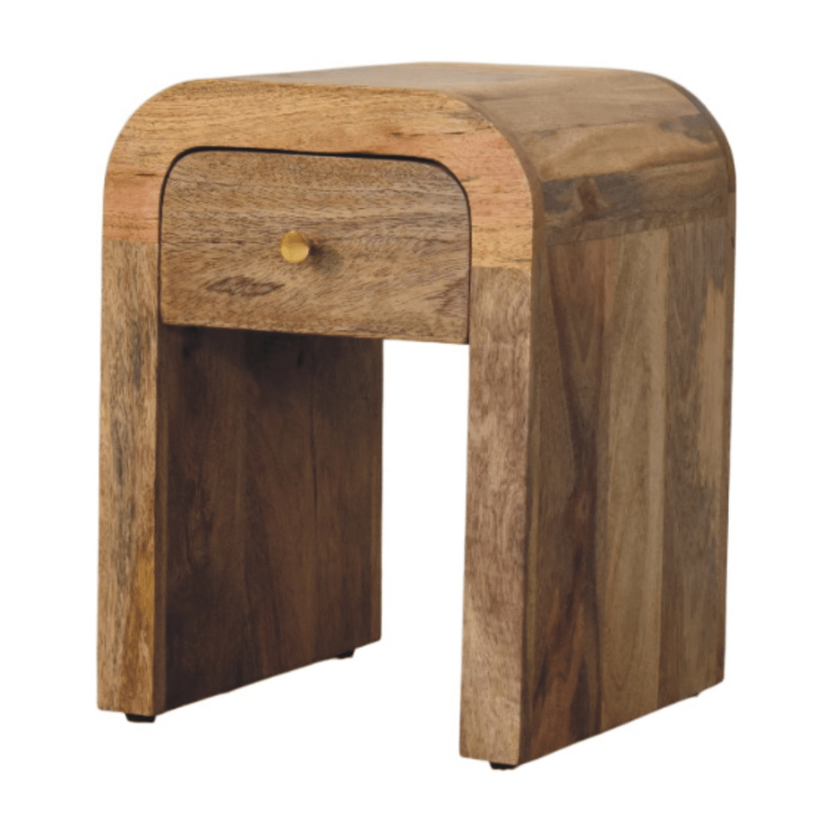 Artisan Furniture Solid Wood Mini Darcy Oak-ish Nightstand with Curved Edges | Luxury Home Accessories | Heulog Glow