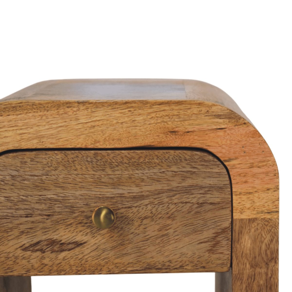 Artisan Furniture Solid Wood Mini Darcy Oak-ish Nightstand with Curved Edges | Luxury Home Accessories | Heulog Glow