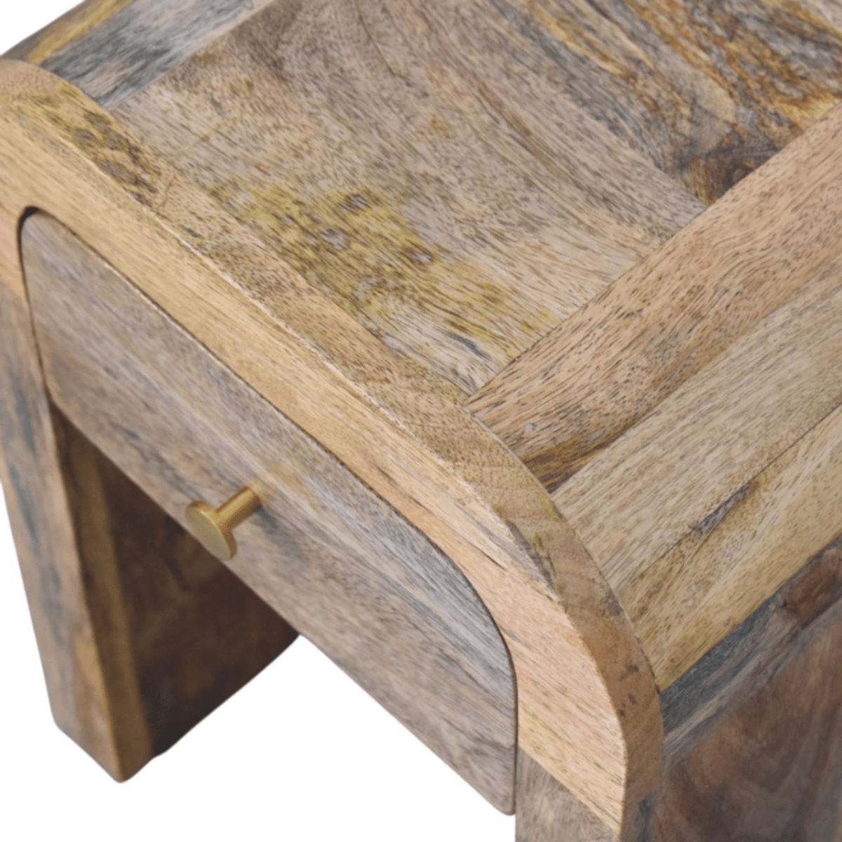 Artisan Furniture Solid Wood Mini Darcy Oak-ish Nightstand with Curved Edges | Luxury Home Accessories | Heulog Glow