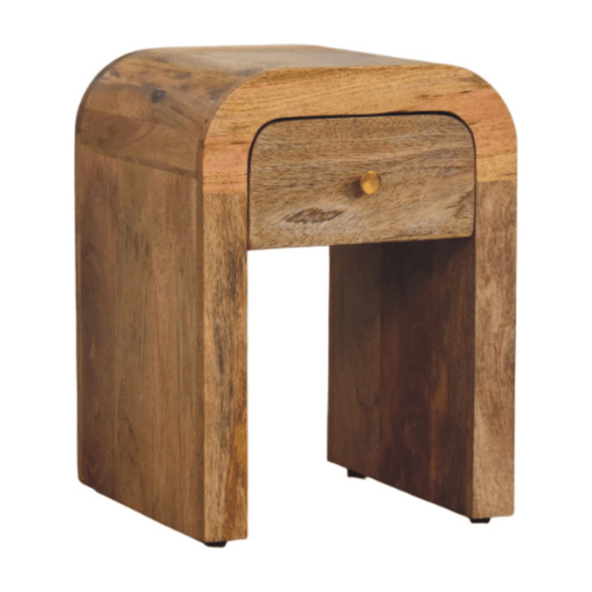 Artisan Furniture Solid Wood Mini Darcy Oak-ish Nightstand with Curved Edges | Luxury Home Accessories | Heulog Glow