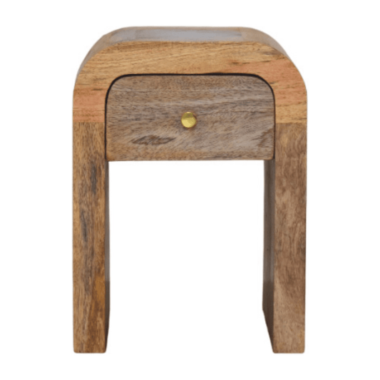 Artisan Furniture Solid Wood Mini Darcy Oak-ish Nightstand with Curved Edges | Luxury Home Accessories | Heulog Glow
