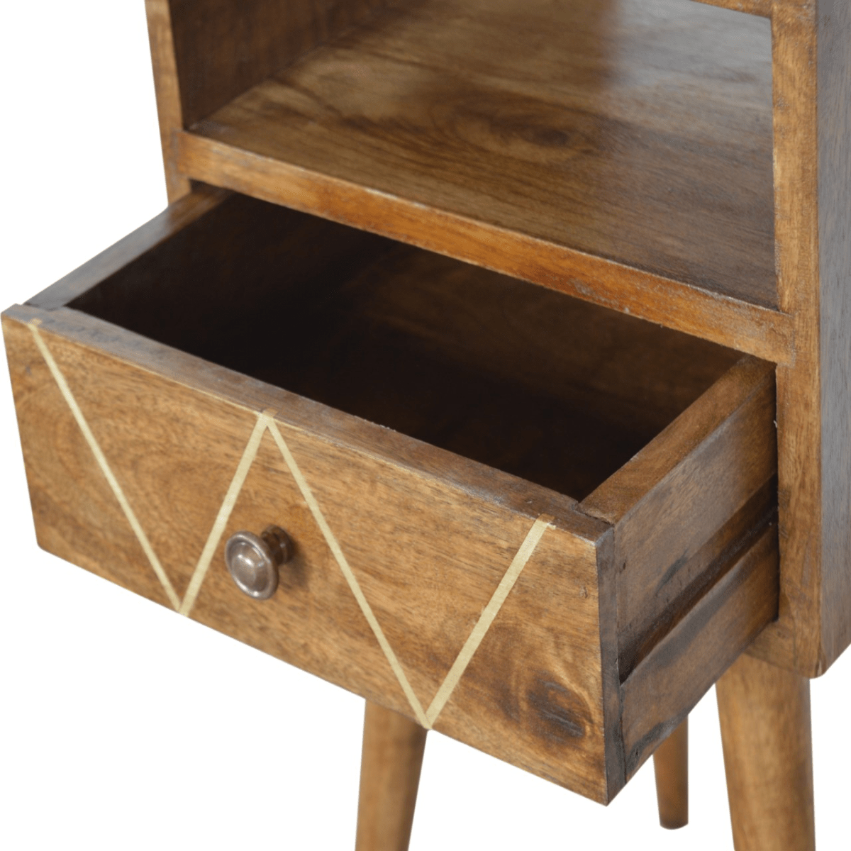 Artisan Furniture Solid Wood Mini Geo Brass Bedside | Luxury Home Accessories | Heulog Glow