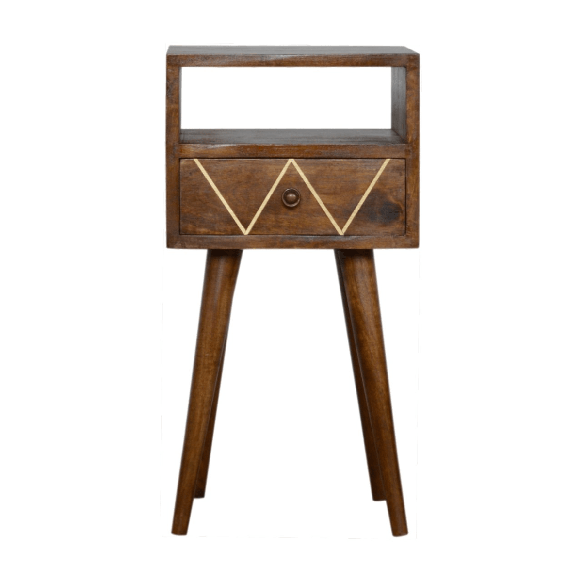 Artisan Furniture Solid Wood Mini Geo Brass Bedside | Luxury Home Accessories | Heulog Glow