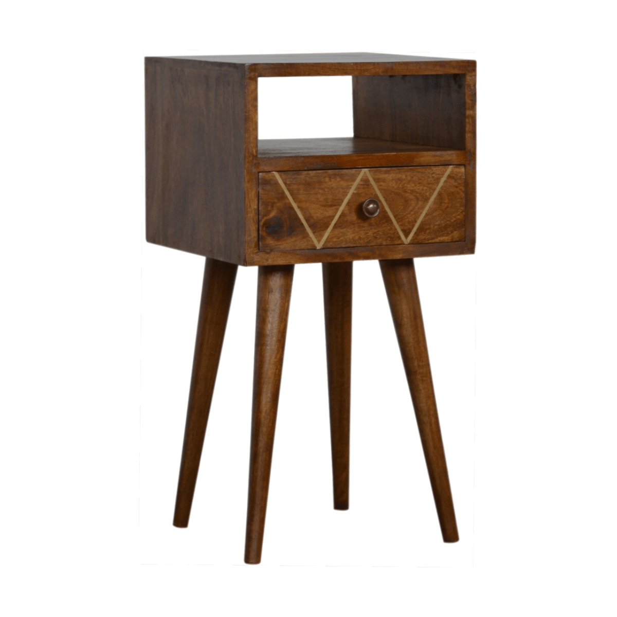 Artisan Furniture Solid Wood Mini Geo Brass Bedside | Luxury Home Accessories | Heulog Glow