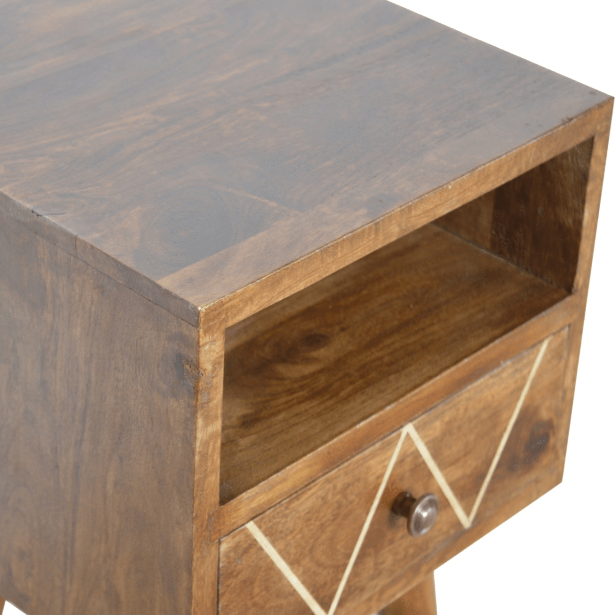 Artisan Furniture Solid Wood Mini Geo Brass Bedside | Luxury Home Accessories | Heulog Glow