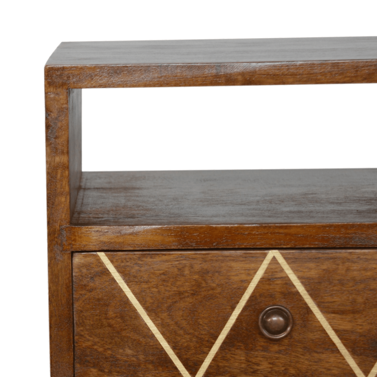 Artisan Furniture Solid Wood Mini Geo Brass Bedside | Luxury Home Accessories | Heulog Glow