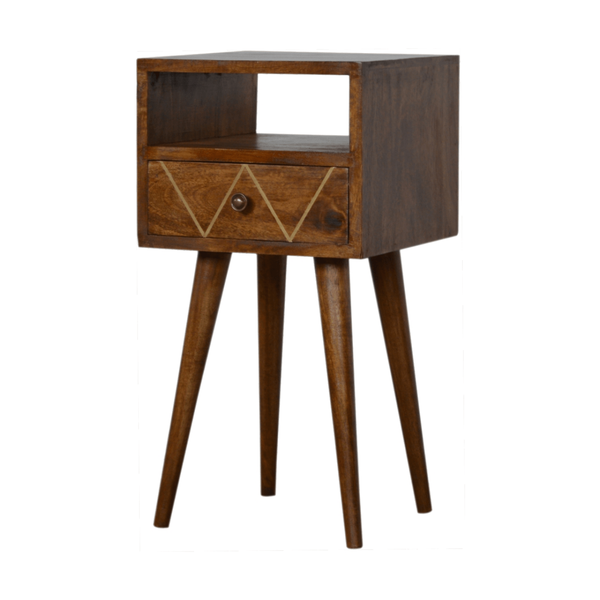 Artisan Furniture Solid Wood Mini Geo Brass Bedside | Luxury Home Accessories | Heulog Glow