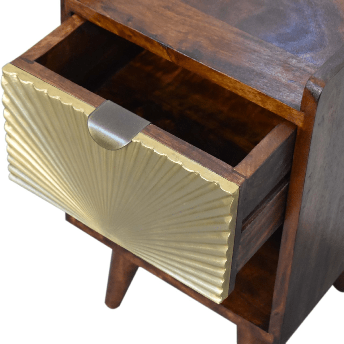Artisan Furniture Solid Wood Mini Manila Gold 1 Drawer Bedside | Luxury Home Accessories | Heulog Glow