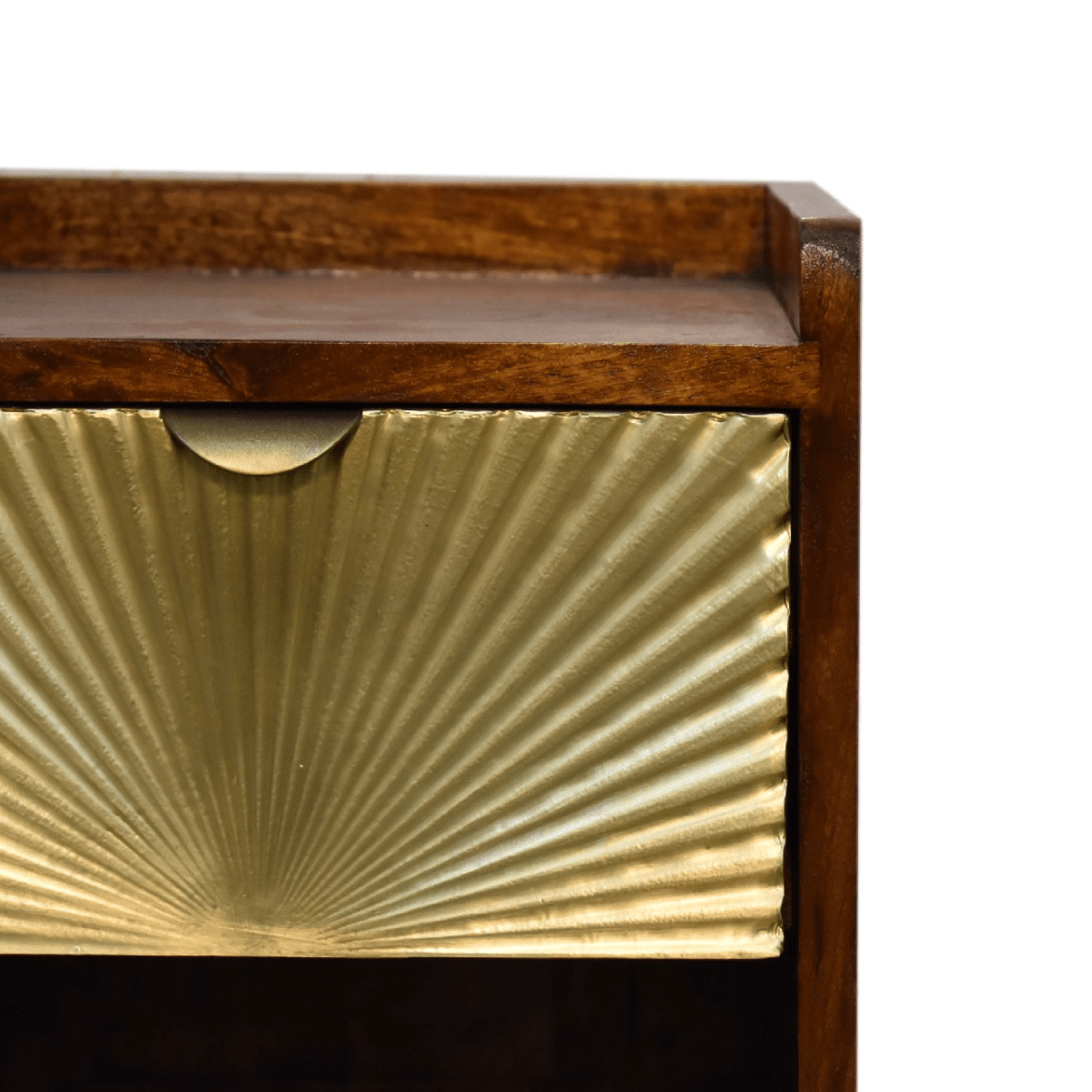 Artisan Furniture Solid Wood Mini Manila Gold 1 Drawer Bedside | Luxury Home Accessories | Heulog Glow