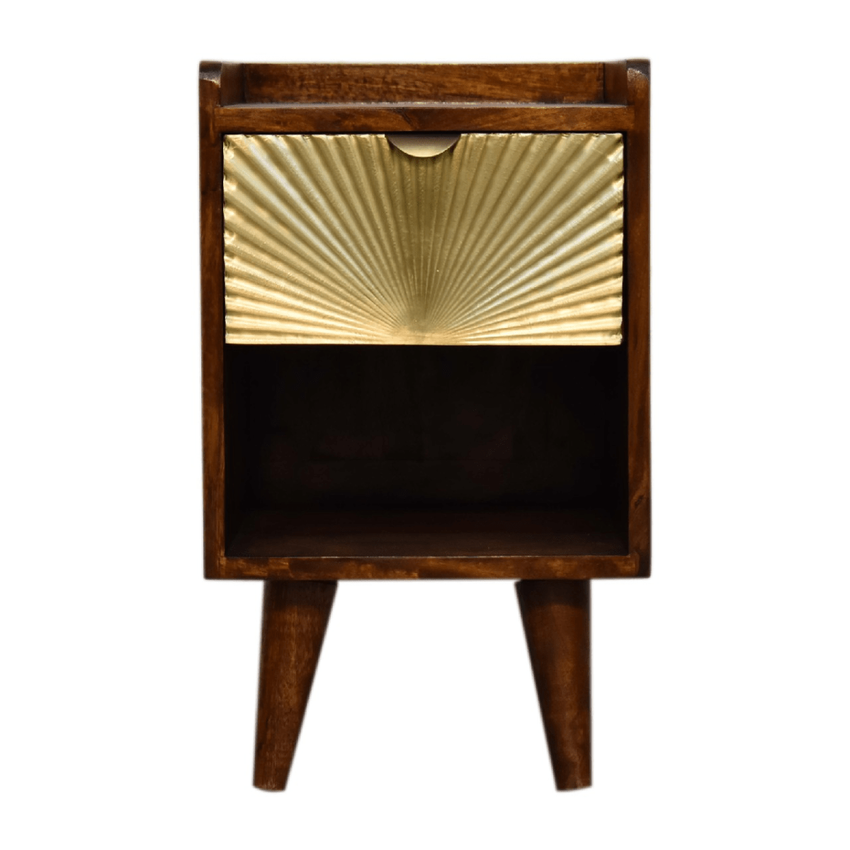 Artisan Furniture Solid Wood Mini Manila Gold 1 Drawer Bedside | Luxury Home Accessories | Heulog Glow