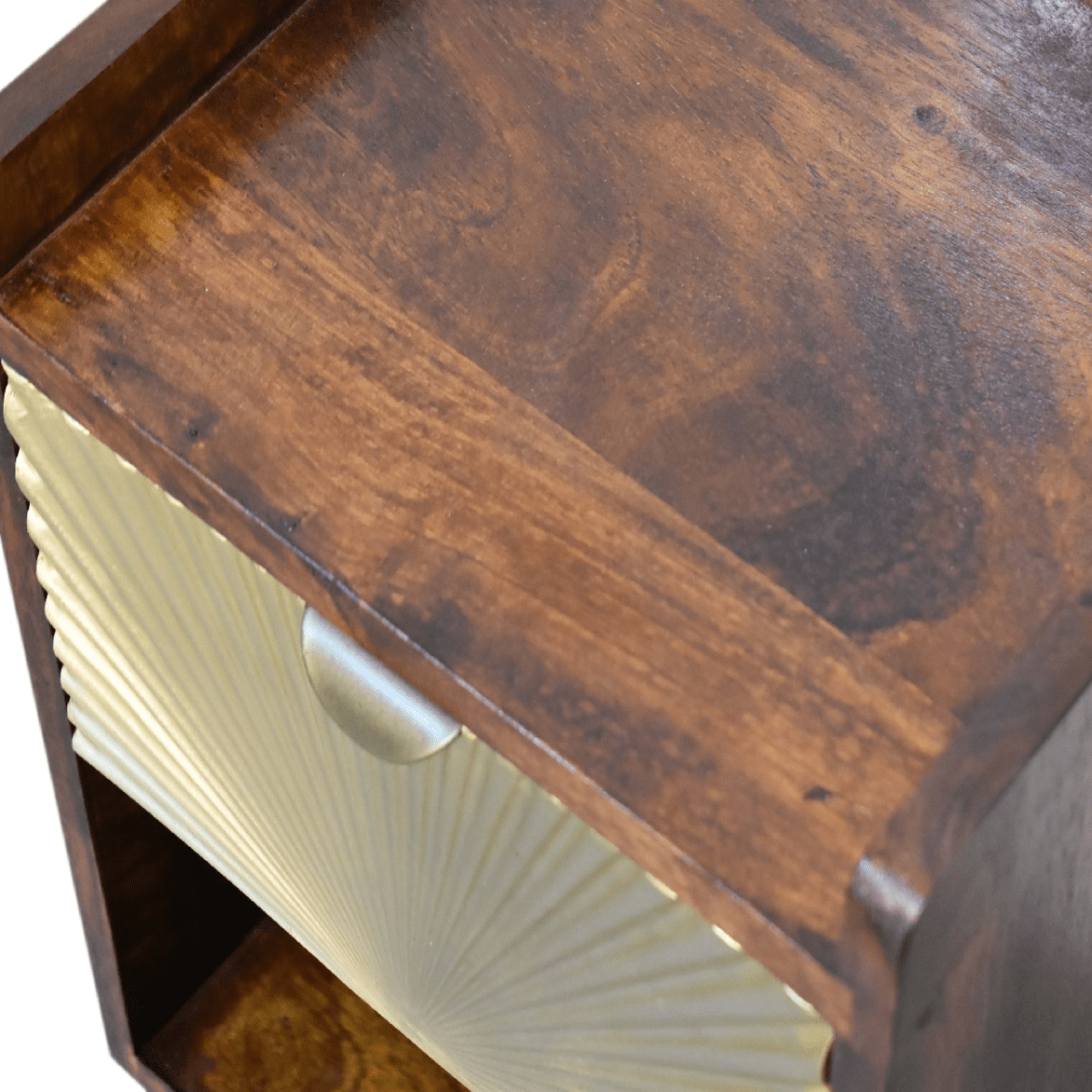 Artisan Furniture Solid Wood Mini Manila Gold 1 Drawer Bedside | Luxury Home Accessories | Heulog Glow