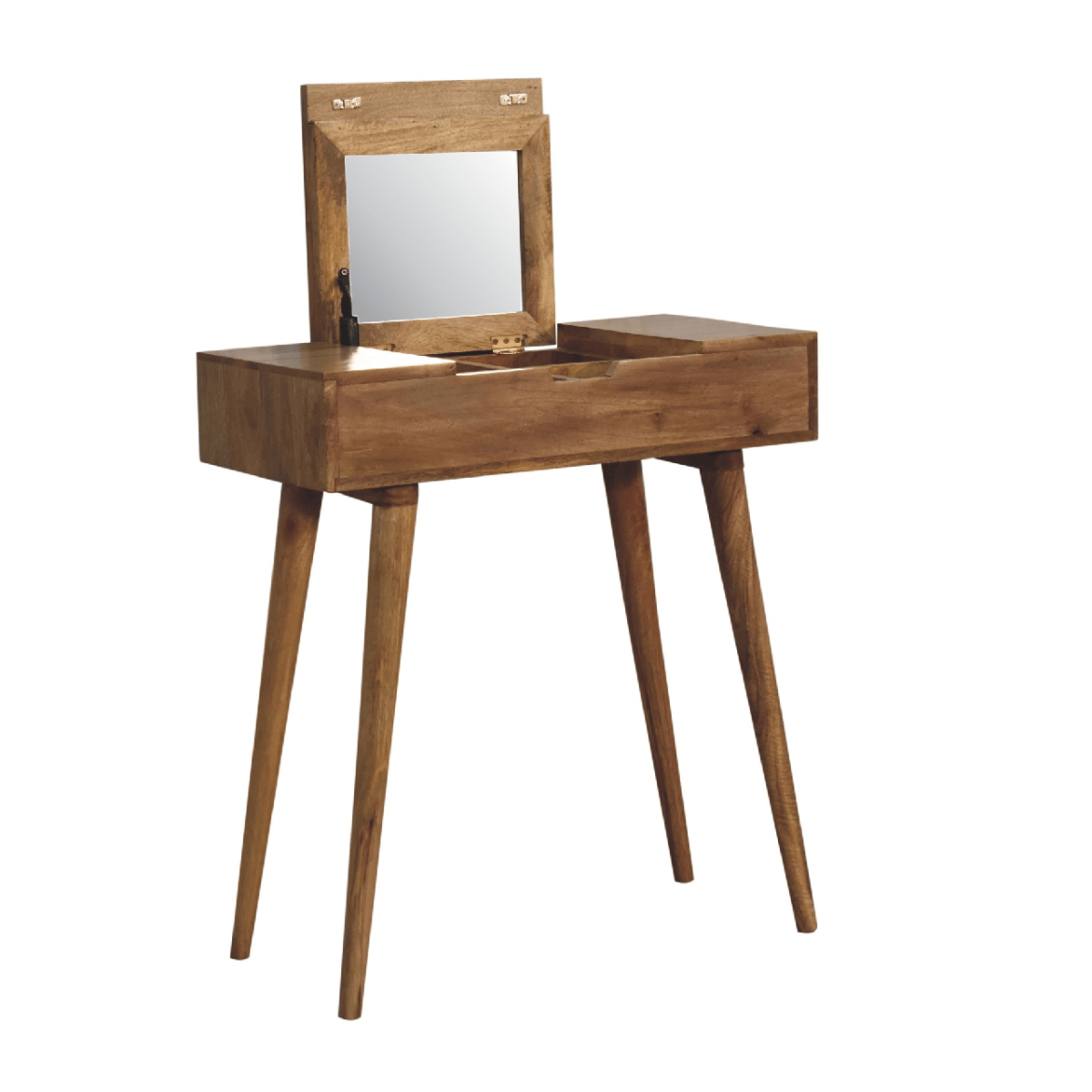 Artisan Furniture Solid Wood Mini Oak-ish Dressing Table, 4 Storage 78x70x35 cm | Luxury Home Accessories | Heulog Glow