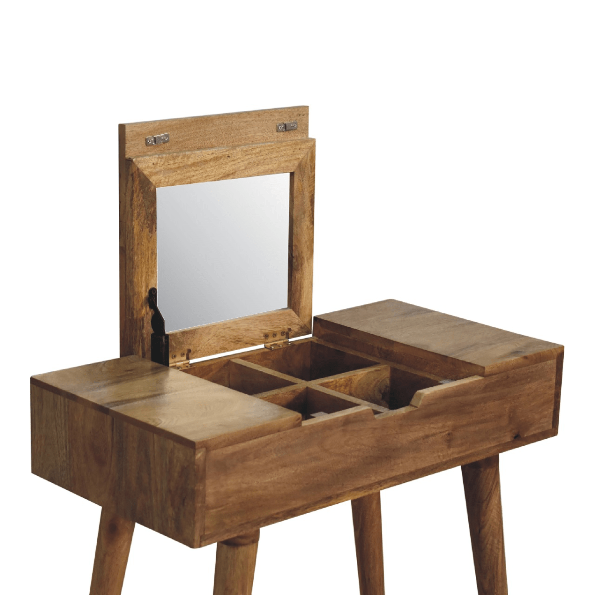 Artisan Furniture Solid Wood Mini Oak-ish Dressing Table, 4 Storage 78x70x35 cm | Luxury Home Accessories | Heulog Glow