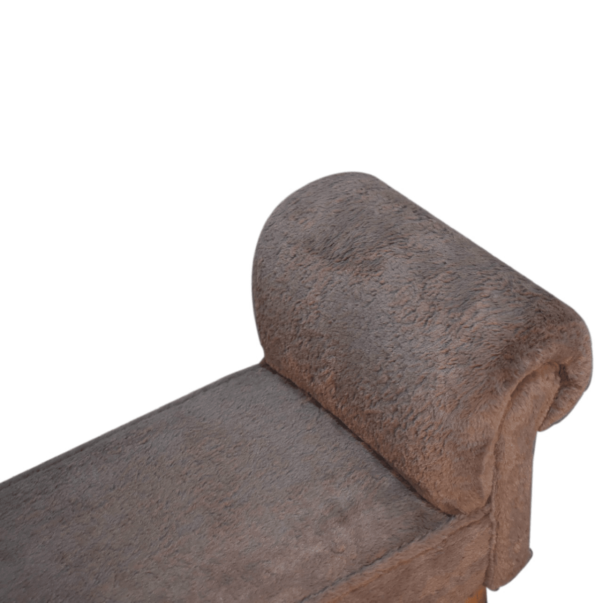 Artisan Furniture Solid Wood Mocha Faux Fur Bedroom Bench | Luxury Home Accessories | Heulog Glow