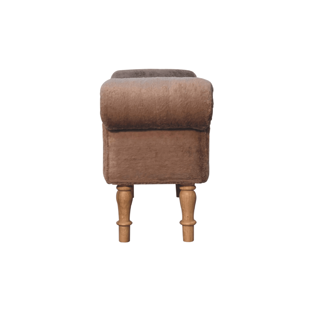 Artisan Furniture Solid Wood Mocha Faux Fur Bedroom Bench | Luxury Home Accessories | Heulog Glow