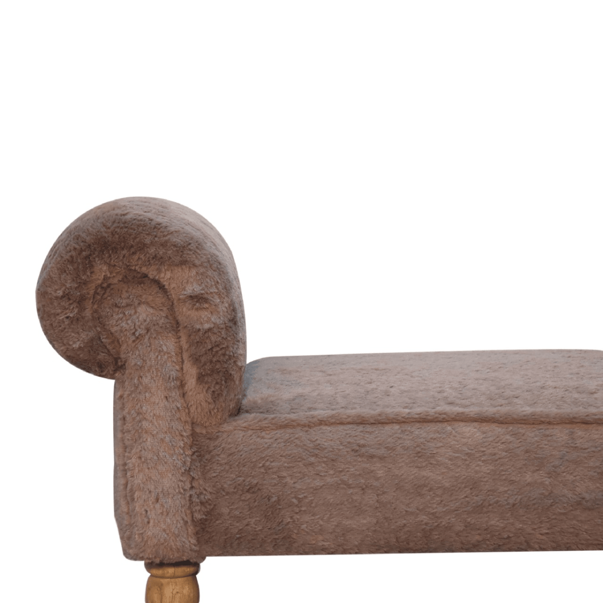 Artisan Furniture Solid Wood Mocha Faux Fur Bedroom Bench | Luxury Home Accessories | Heulog Glow