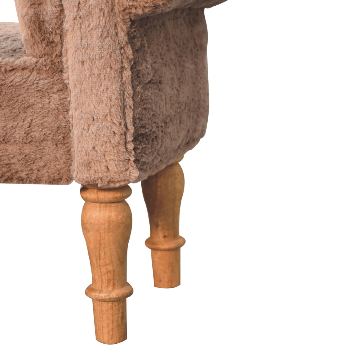 Artisan Furniture Solid Wood Mocha Faux Fur Bedroom Bench | Luxury Home Accessories | Heulog Glow