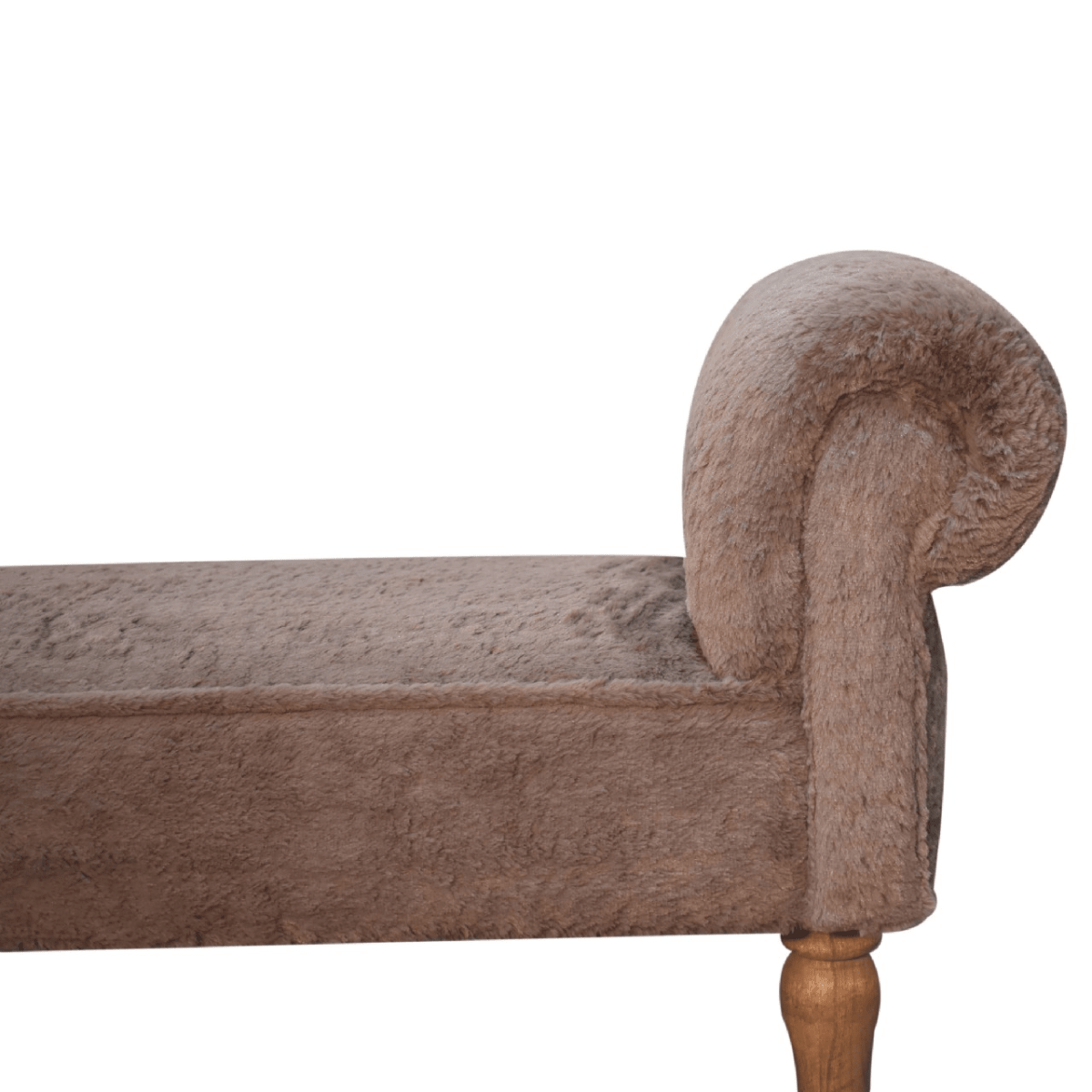 Artisan Furniture Solid Wood Mocha Faux Fur Bedroom Bench | Luxury Home Accessories | Heulog Glow