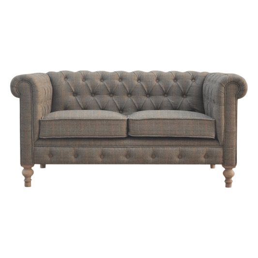 Artisan Furniture Solid Wood Multi Tweed 2 Seat Chesterfield | Luxury Home Accessories | Heulog Glow