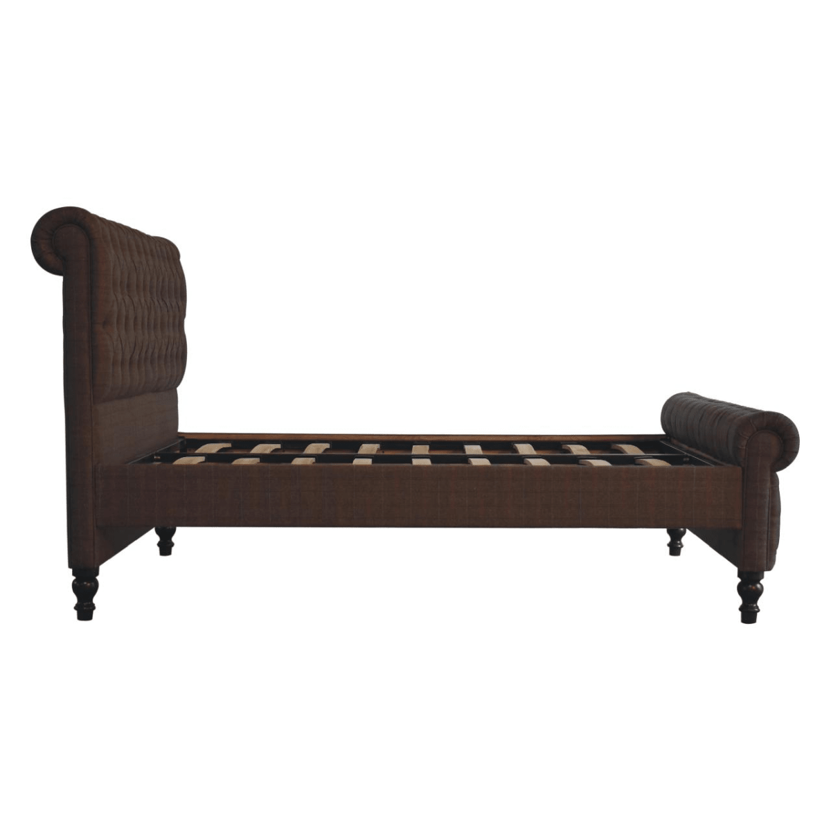 Artisan Furniture Solid Wood Multi Tweed Bed, Brown | Luxury Home Accessories | Heulog Glow