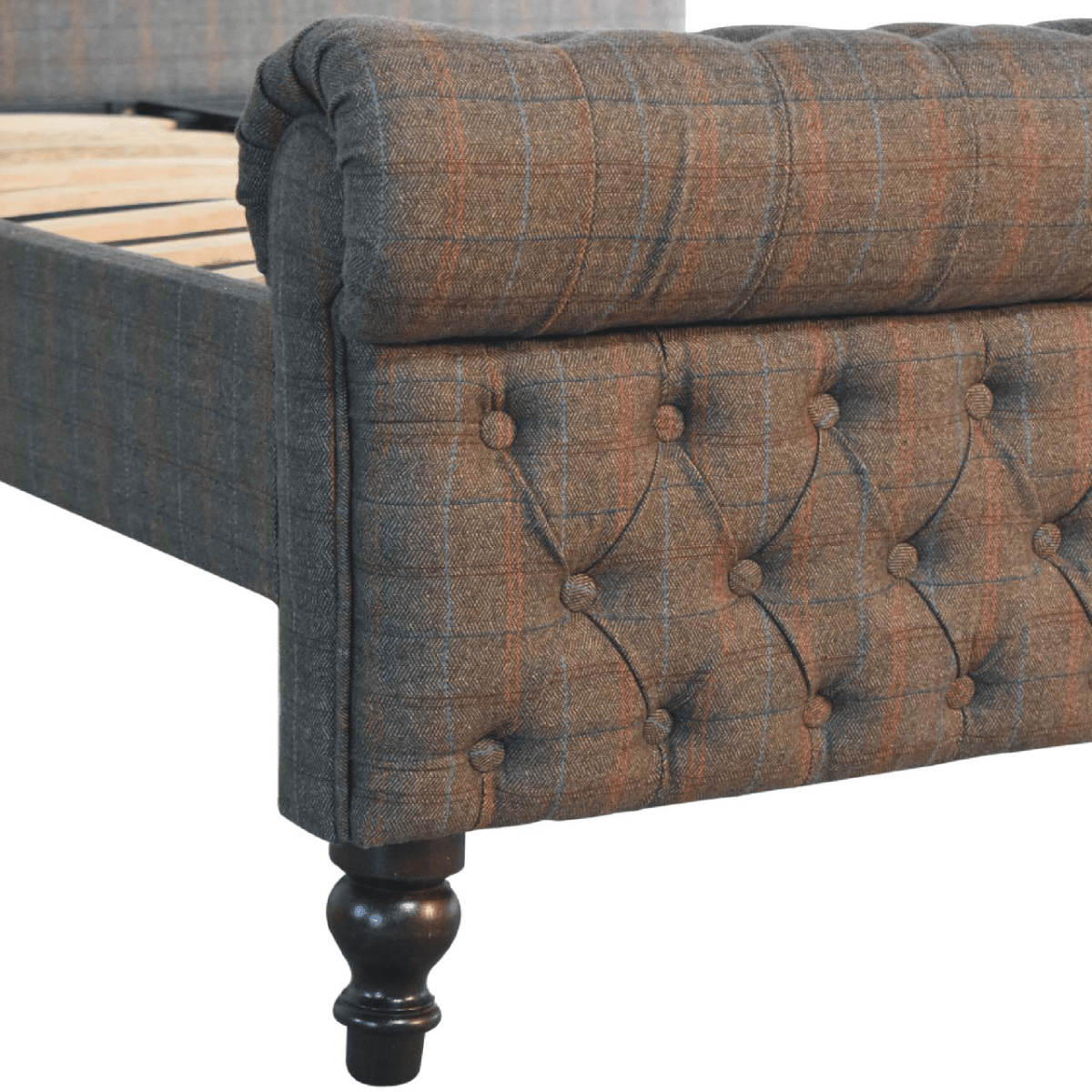 Artisan Furniture Solid Wood Multi Tweed Bed, Brown | Luxury Home Accessories | Heulog Glow