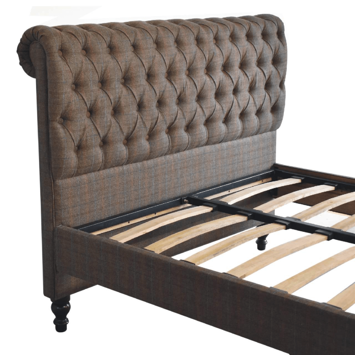 Artisan Furniture Solid Wood Multi Tweed Bed, Brown | Luxury Home Accessories | Heulog Glow