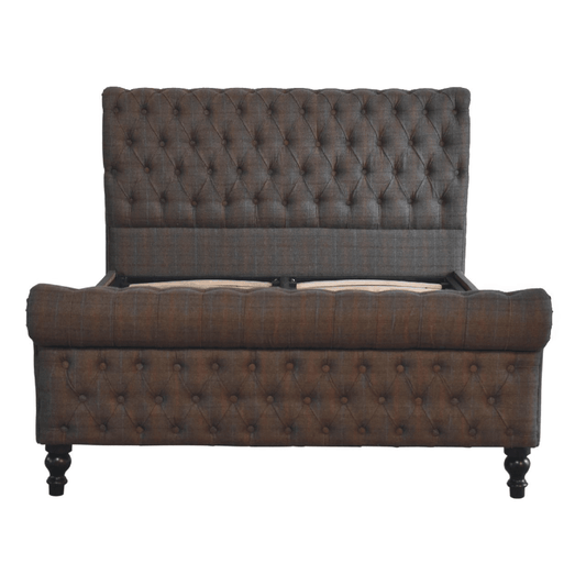 Artisan Furniture Solid Wood Multi Tweed Bed, Brown | Luxury Home Accessories | Heulog Glow