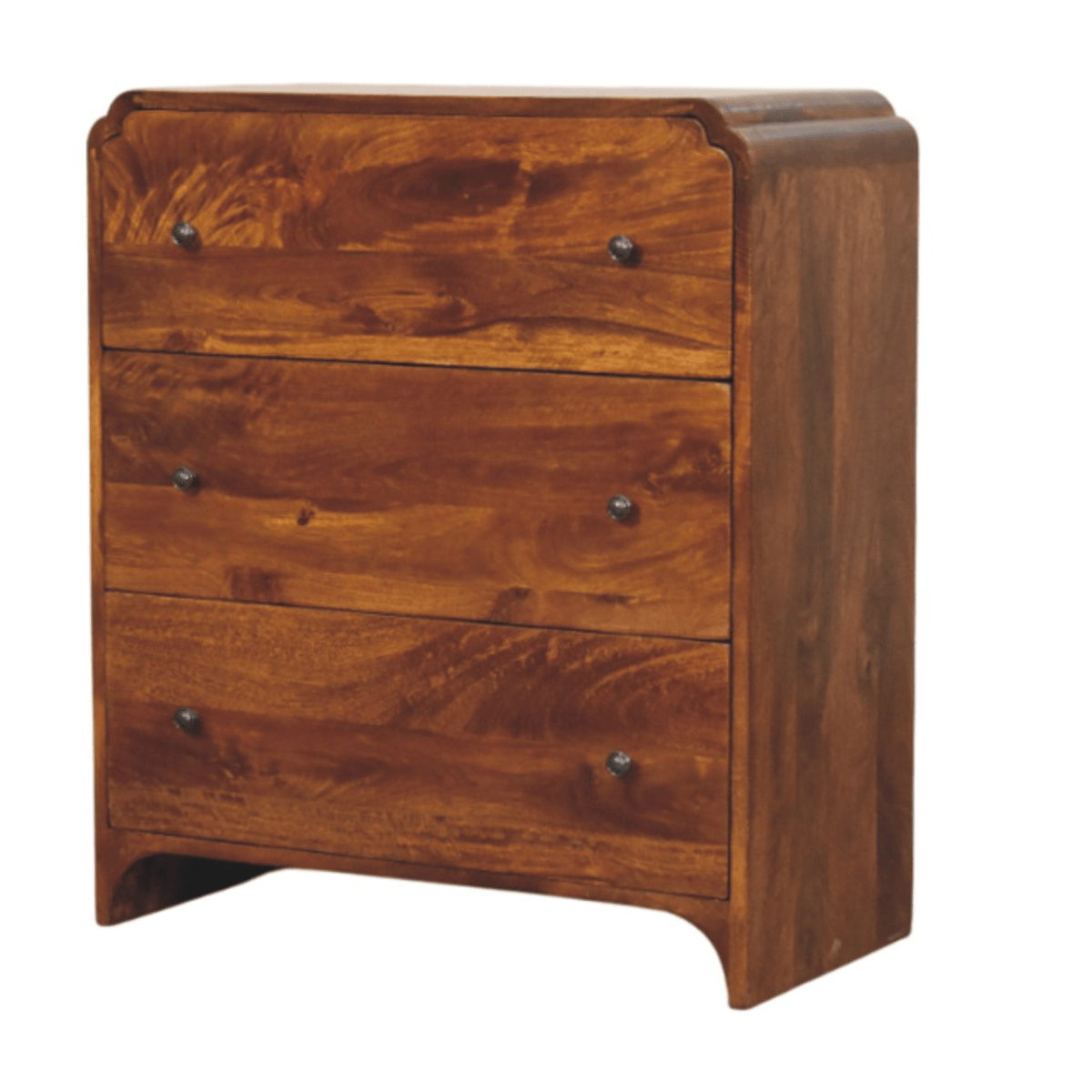 Artisan Furniture Solid Wood Newton Chestnut Chest, 3 Drawers, Dark Brown | Luxury Home Accessories | Heulog Glow