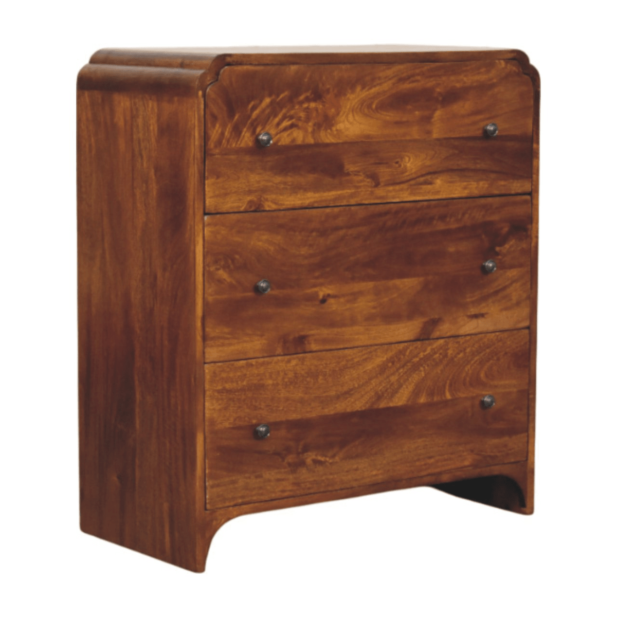Artisan Furniture Solid Wood Newton Chestnut Chest, 3 Drawers, Dark Brown | Luxury Home Accessories | Heulog Glow