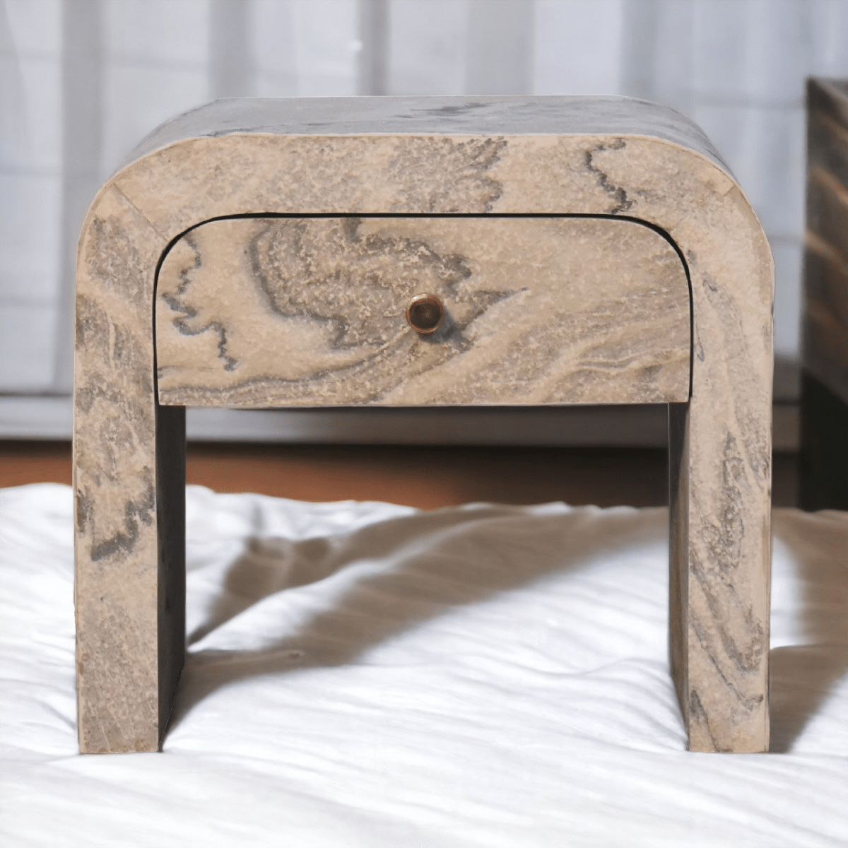 Artisan Furniture Solid Wood Nouveau Bedside | Luxury Home Accessories | Heulog Glow