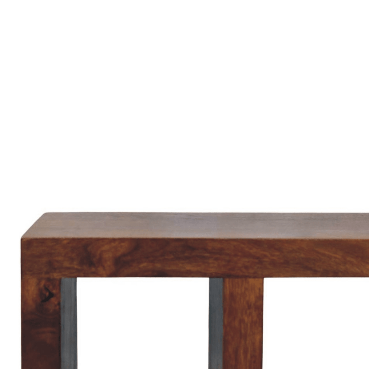 Artisan Furniture Solid Wood Orion Curved Chestnut Media Unit, 3 Open Shelves, Dark Brown | Luxury Home Accessories | Heulog Glow