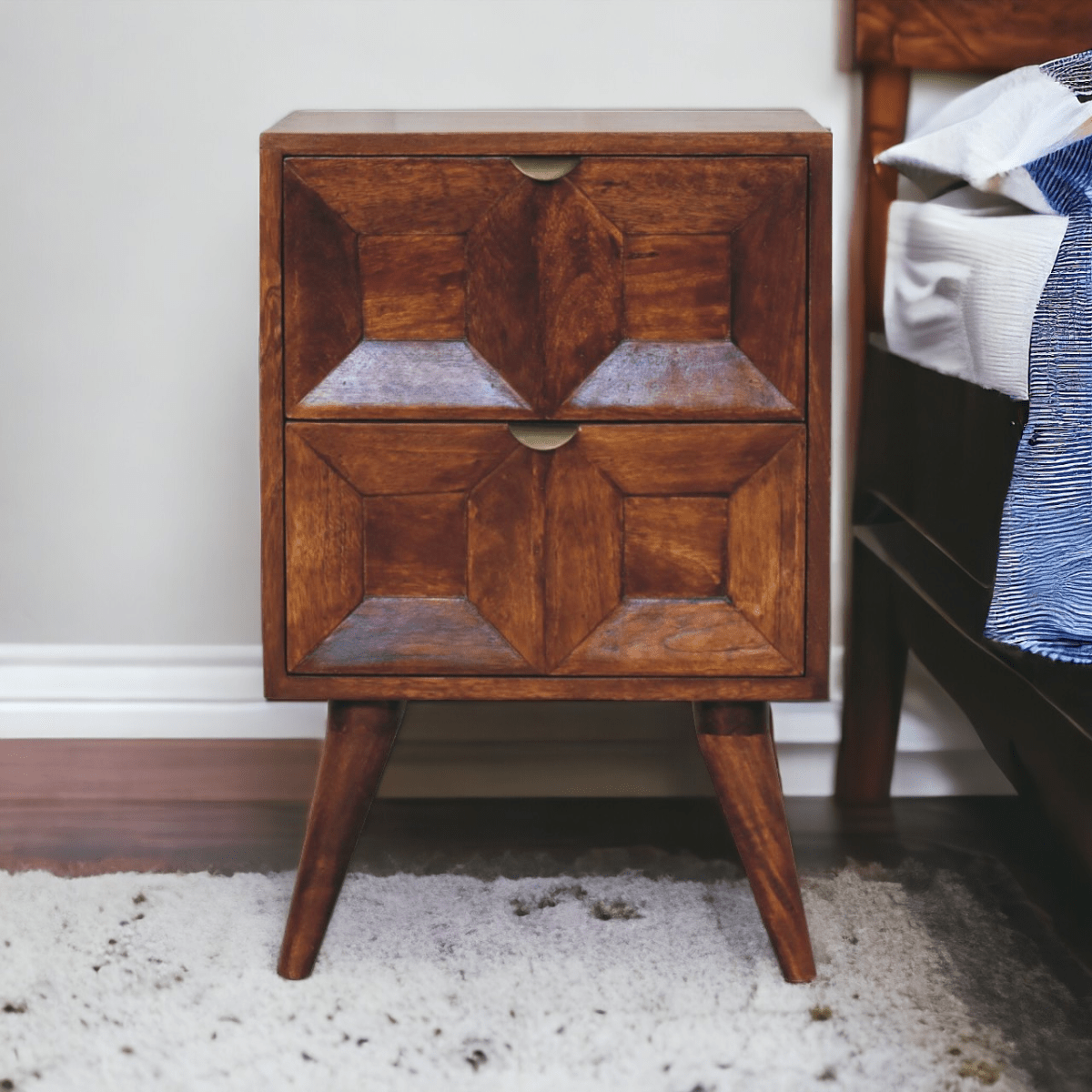 Artisan Furniture Solid Wood Quad Bedside | Luxury Home Accessories | Heulog Glow