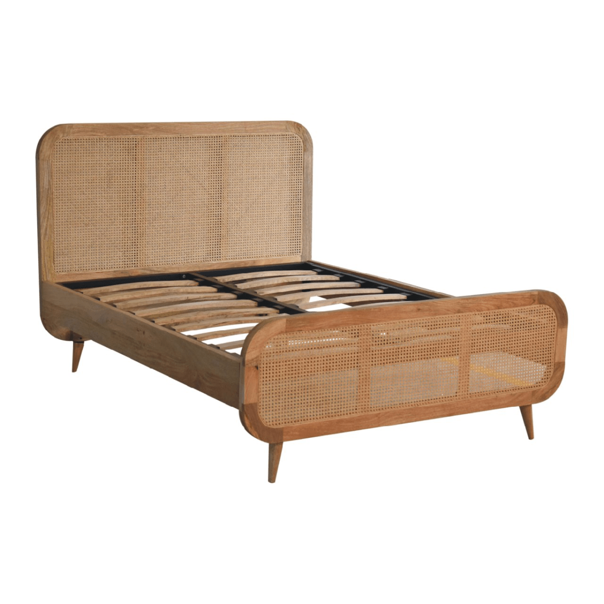 Artisan Furniture Solid Wood Rattan Bed, Beige | Luxury Home Accessories | Heulog Glow