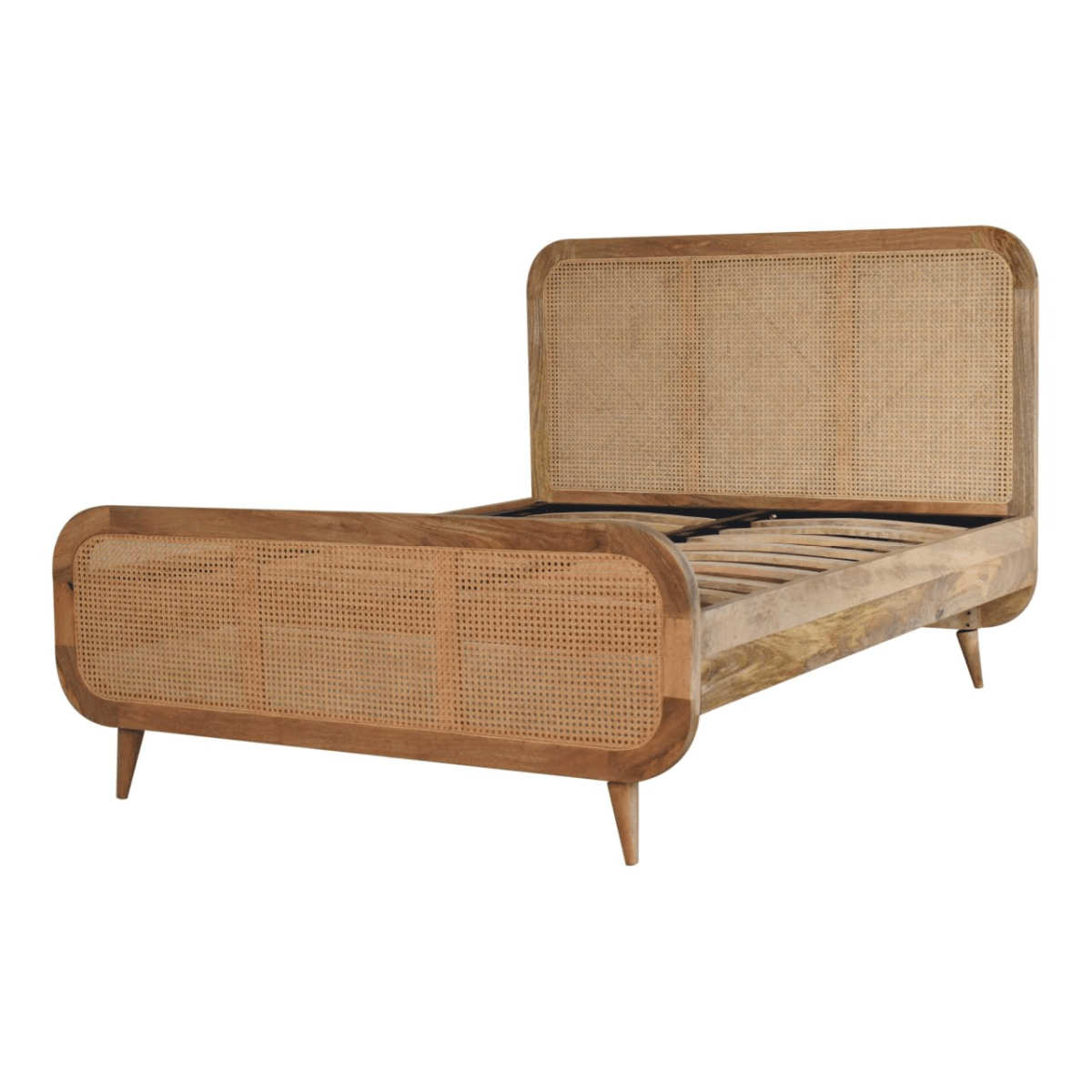 Artisan Furniture Solid Wood Rattan Bed, Beige | Luxury Home Accessories | Heulog Glow