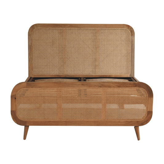 Artisan Furniture Solid Wood Rattan Bed, Beige | Luxury Home Accessories | Heulog Glow